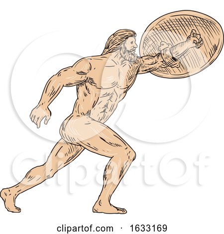 Hercules with Shield Going Forward Drawing by patrimonio