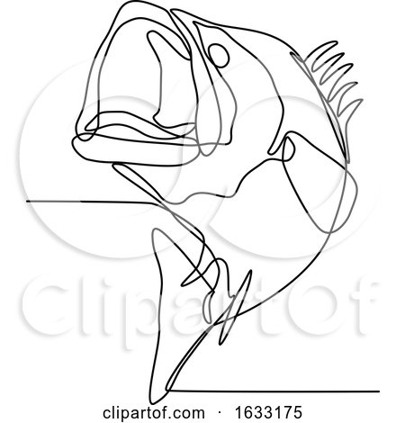 Largemouth Bass Jumping Continuous Line by patrimonio
