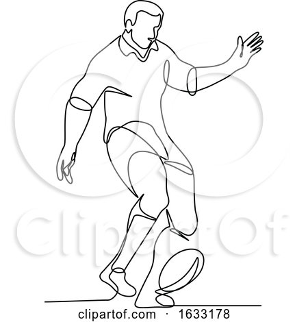 Rugby Player Kicking Ball Continuous Line by patrimonio