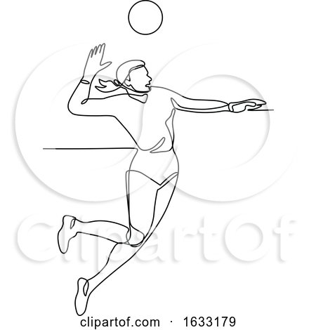 Volleyball Player Striking Ball Continuous Line by patrimonio