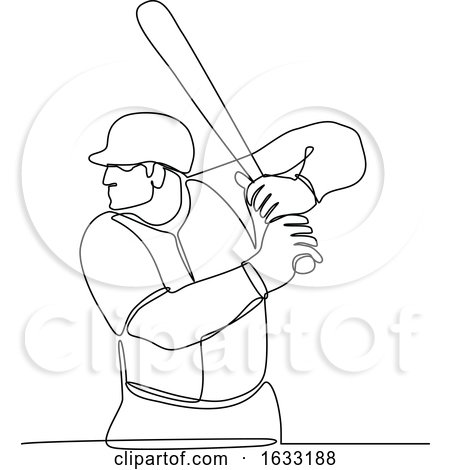 Baseball Player Batting Continuous Line by patrimonio