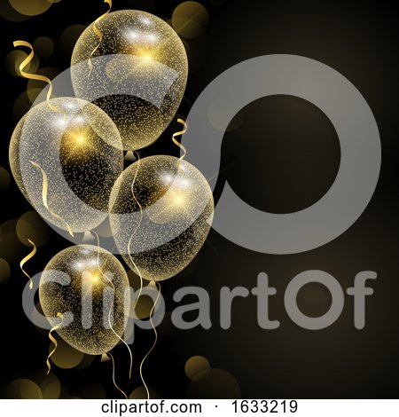 Celebration Background with Glittery Gold Balloons by KJ Pargeter