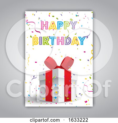 Birthday Card with Gift and Confetti by KJ Pargeter