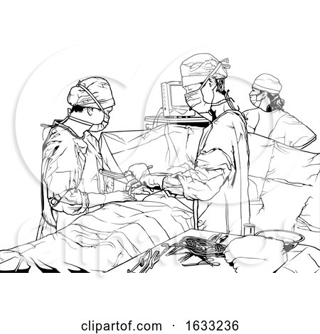 Black and White Surgeons Performing an Operation by dero