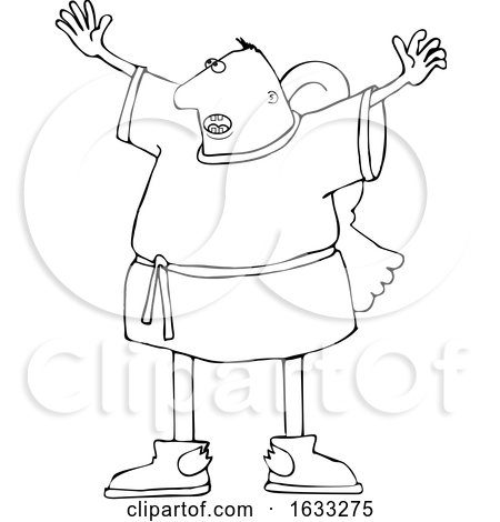 Cartoon Black and White Male Angel Holding His Arms up by djart