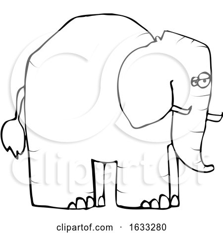 Cartoon Black and White Elephant in Profile by djart