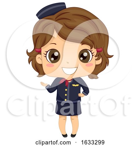 Kid Girl Stewardess Costume Illustration by BNP Design Studio
