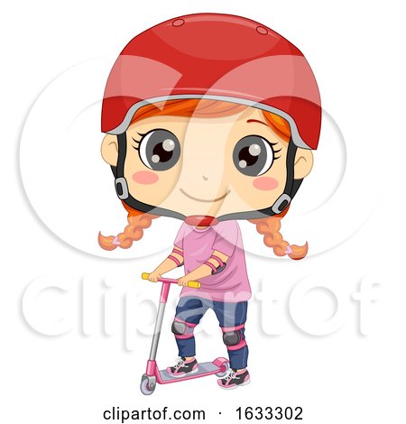 Kid Girl Scooter Helmet Pads Illustration by BNP Design Studio