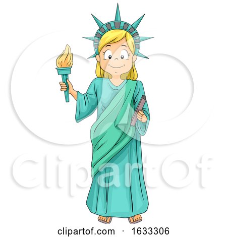 Kid Girl Statue of Liberty Costume Illustration by BNP Design Studio