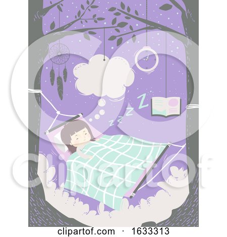 Kid Girl Hammock Sleep Dream Illustration by BNP Design Studio