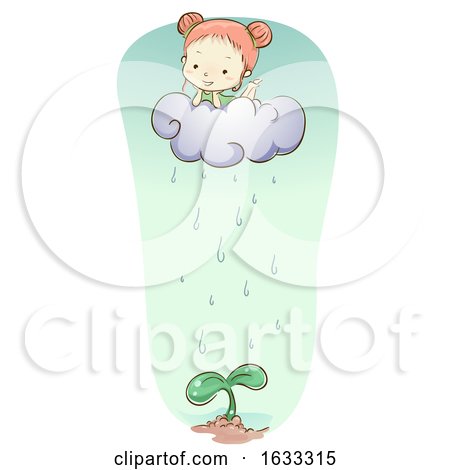 Kid Girl Fantasy Cloud Water Plant Illustration by BNP Design Studio