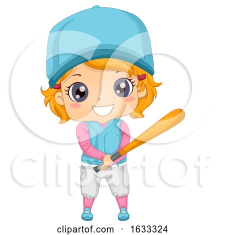 Kid Girl Baseball Batter Illustration by BNP Design Studio