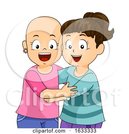 Kids Girls Alopecia Friends Hug Illustration by BNP Design Studio