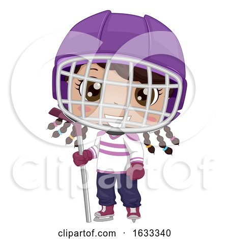 Kid Girl Black Ice Hockey Outfit Illustration by BNP Design Studio