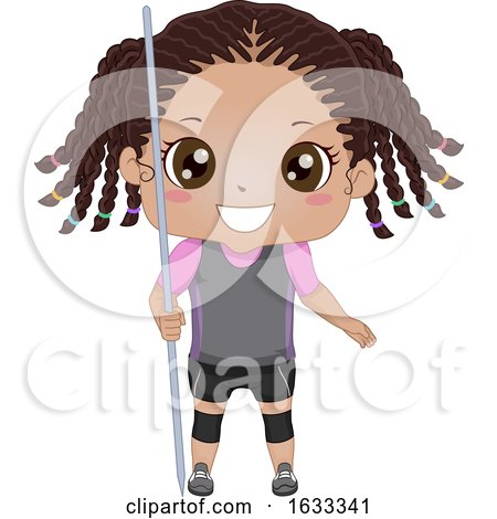 Kid Girl Black Javelin Throw Illustration by BNP Design Studio