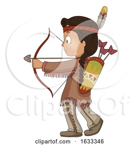 Kid Boy American Indian Bow Arrow Illustration by BNP Design Studio