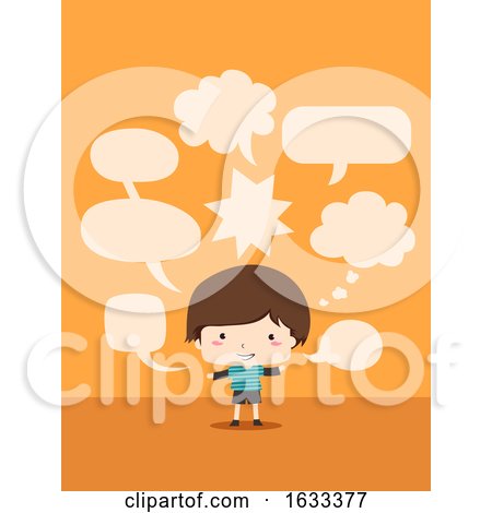 Kid Boy Speech Bubbles Illustration by BNP Design Studio