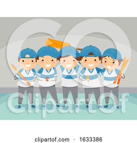 Stickman Kids Indoor Cricket Team Illustration by BNP Design Studio