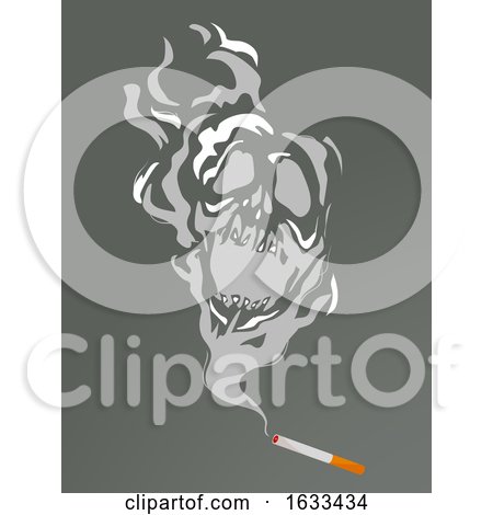 Cigarette Smoke Skull Illustration by BNP Design Studio