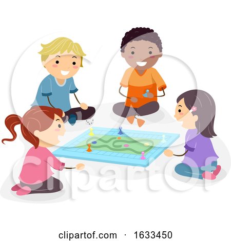 Stickman Kids Play Board Game Illustration by BNP Design Studio