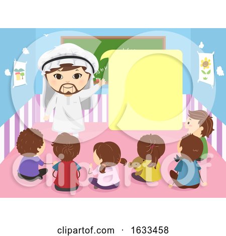 Stickman Kids Arab Mascot Speech Bubble Classroom by BNP Design Studio