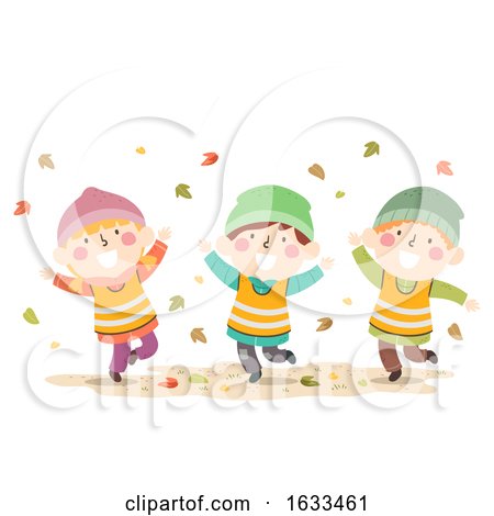 Kids Autumn Nature Leaves Play Illustration by BNP Design Studio