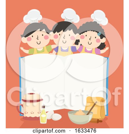 Kids Pastry Chefs Baking Open Book Illustration by BNP Design Studio