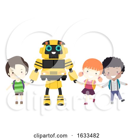 Kids School Bus Robot Illustration by BNP Design Studio
