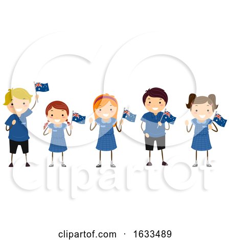 Stickman Kids Australian Students Uniform Flag by BNP Design Studio