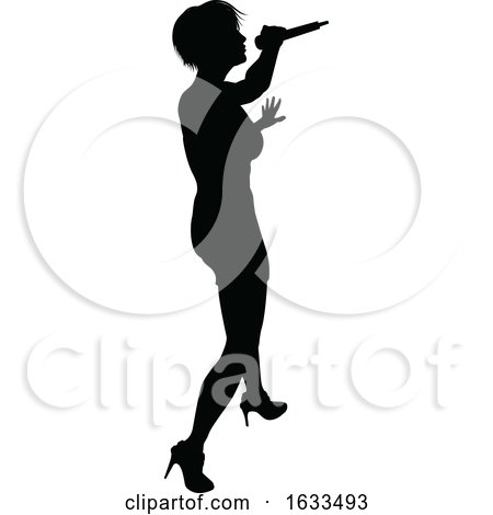 Singer Pop Country or Rock Star Silhouette Woman by AtStockIllustration