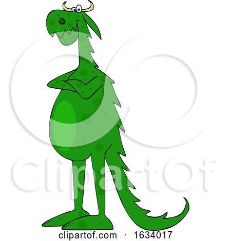 Cartoon Green Dragon with Folded Arms by djart