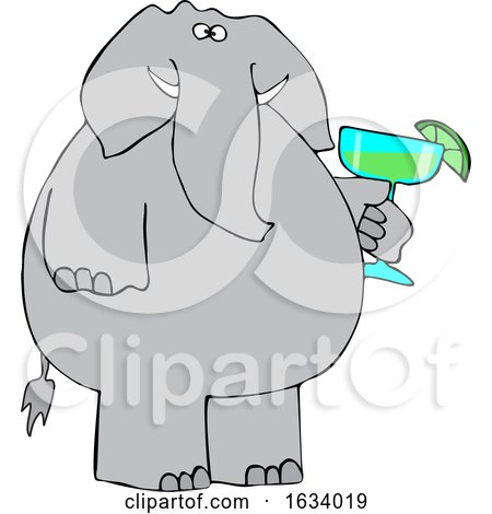 Cartoon Elephant Holding a Margarita by djart