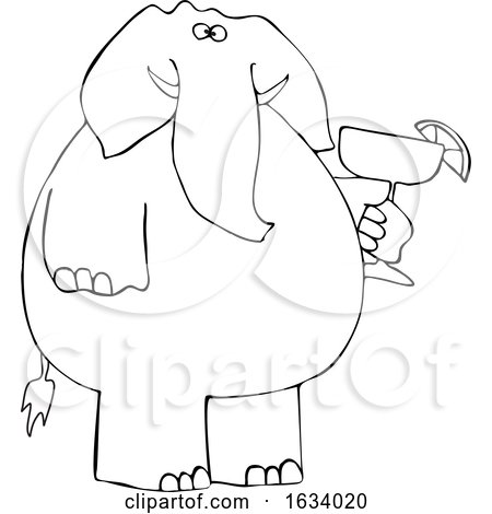 Cartoon Black and White Elephant Holding a Margarita by djart