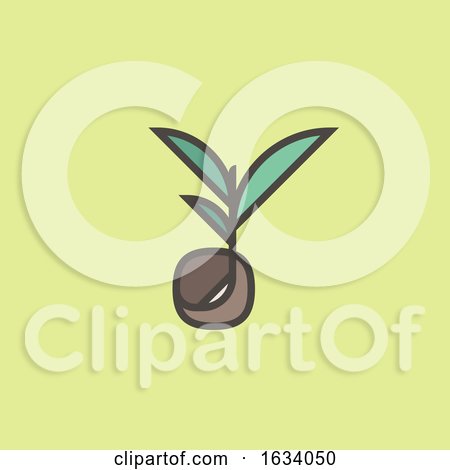 Modern Line Logo Mark Templates or Icon of Sprouting Seed on Yellow Background by elena