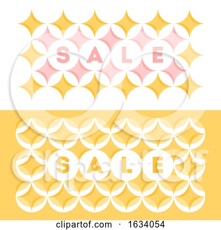 Abstract Sale Banner Template Design with Pastel Colored Geometric Pattern with Circles and Stars in a Yellow and Pink by elena
