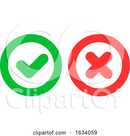 Green Checkmark Ok and Red Cross X Icons As Positive and Negative Symbols Isolated on White Background by elena