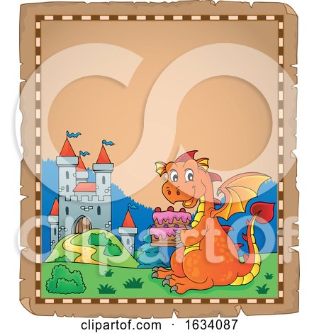 Dragon Holding a Birthday Cake Border by visekart