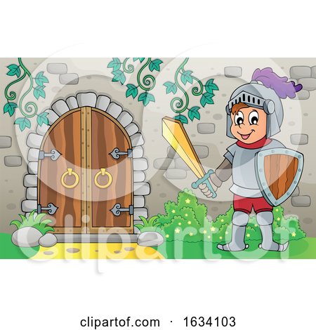 Knight by a Caslte Door by visekart