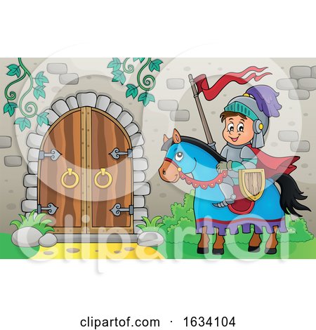 Horseback Knight by a Caslte Door by visekart