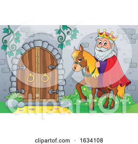 Horseback King by a Castle Door by visekart