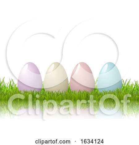 Easter Eggs in Grass on a White Background by KJ Pargeter