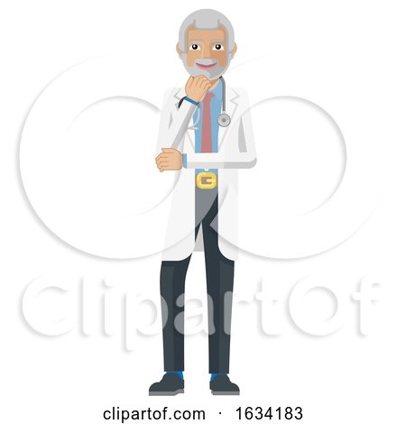 Mature Doctor Infographic Cartoon Character Mascot by AtStockIllustration