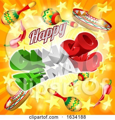 Cinco De Mayo Mexican Holiday Stars Background by AtStockIllustration