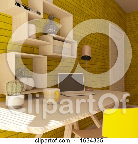 3D Render of a Modern Home Office by KJ Pargeter