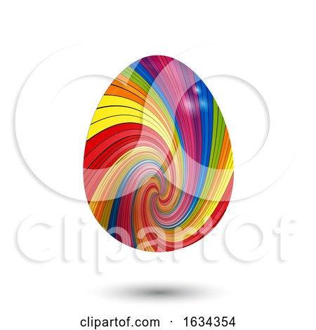 3D Striped Swirl Easter Egg on White Background by elaineitalia