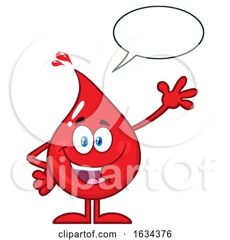 Blood or Hot Water Drop Mascot Talking and Waving by Hit Toon