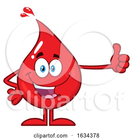 Blood or Hot Water Drop Mascot Holding a Thumb up by Hit Toon