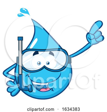 Water Drop Mascot Character Wearing Snorkel Gear by Hit Toon