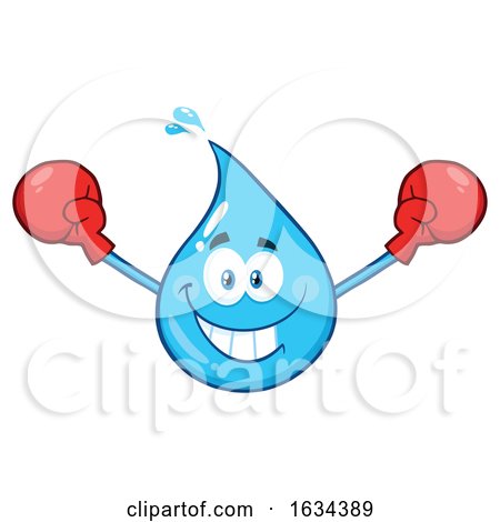 Water Drop Mascot Character Wearing Boxing Gloves by Hit Toon