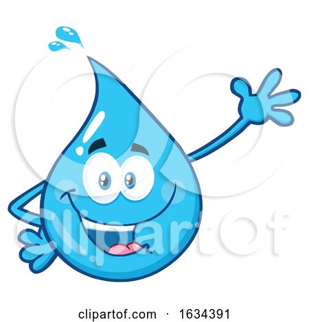Water Drop Mascot Character Waving by Hit Toon
